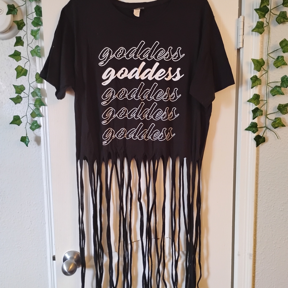 Black Goddess Fringe Crop Top